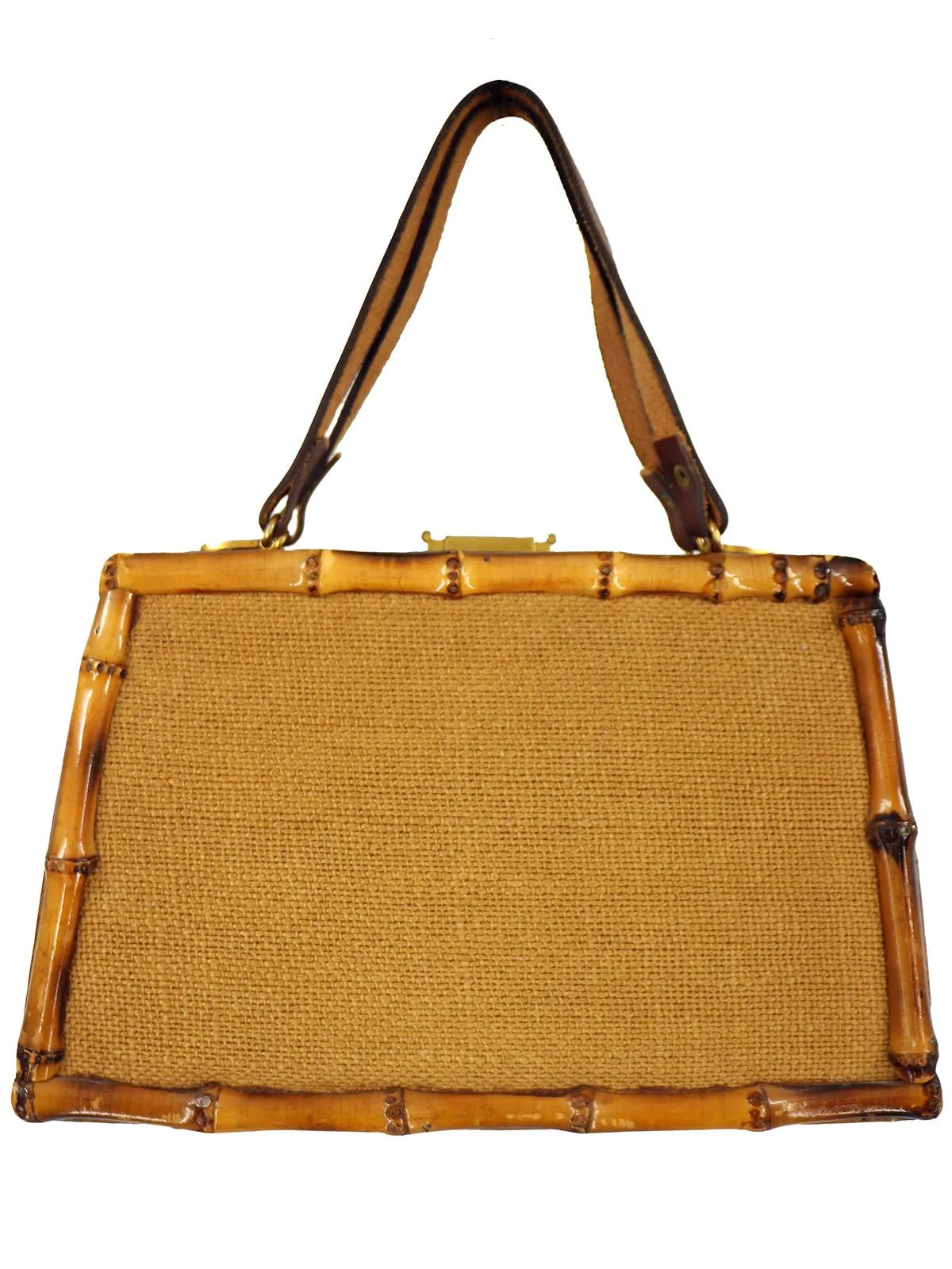 1950s Vintage Woven Bamboo Tiki Style Bag