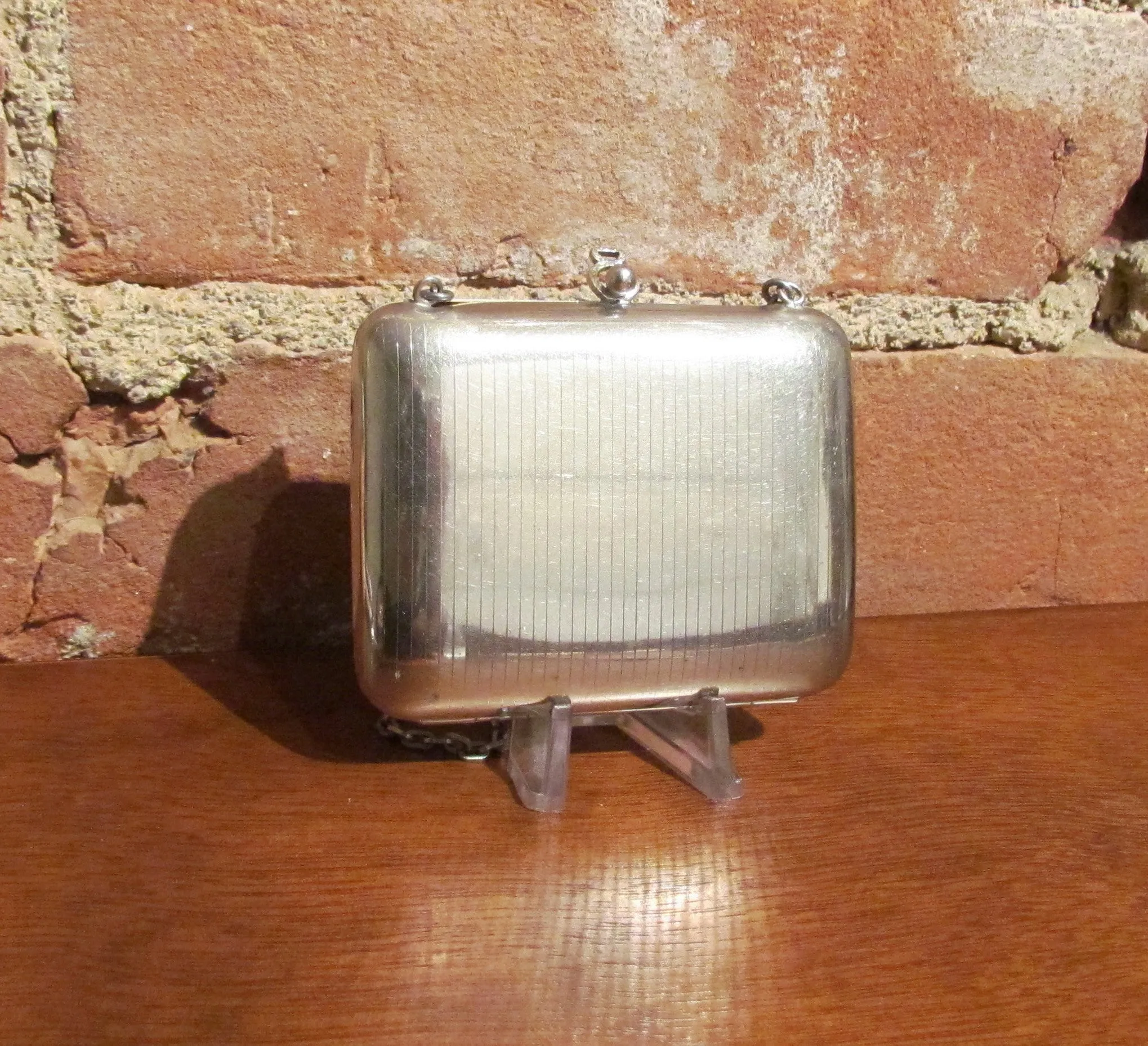 Antique Silver Compact Coin Purse 1900s Powder Compact Wristlet Change Purse
