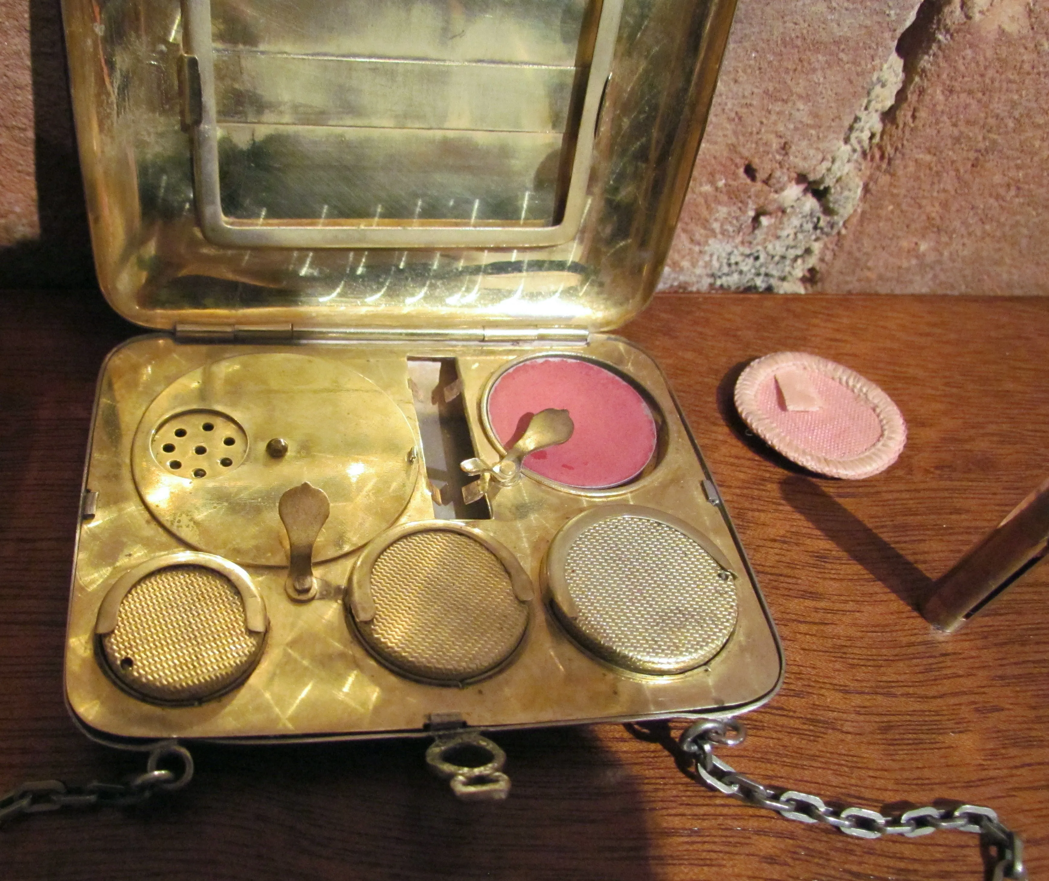 Antique Silver Compact Coin Purse 1900s Powder Compact Wristlet Change Purse
