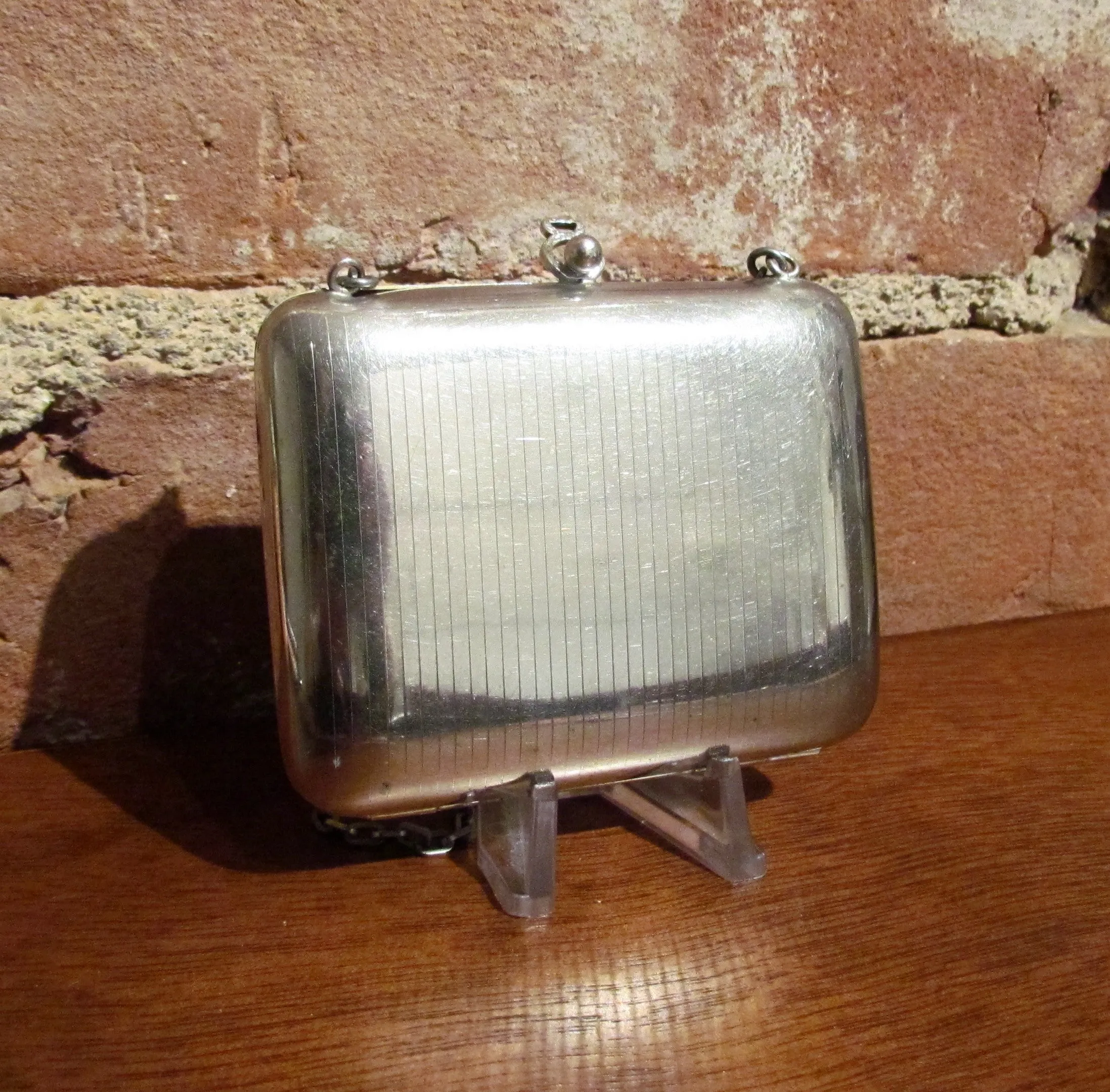 Antique Silver Compact Coin Purse 1900s Powder Compact Wristlet Change Purse