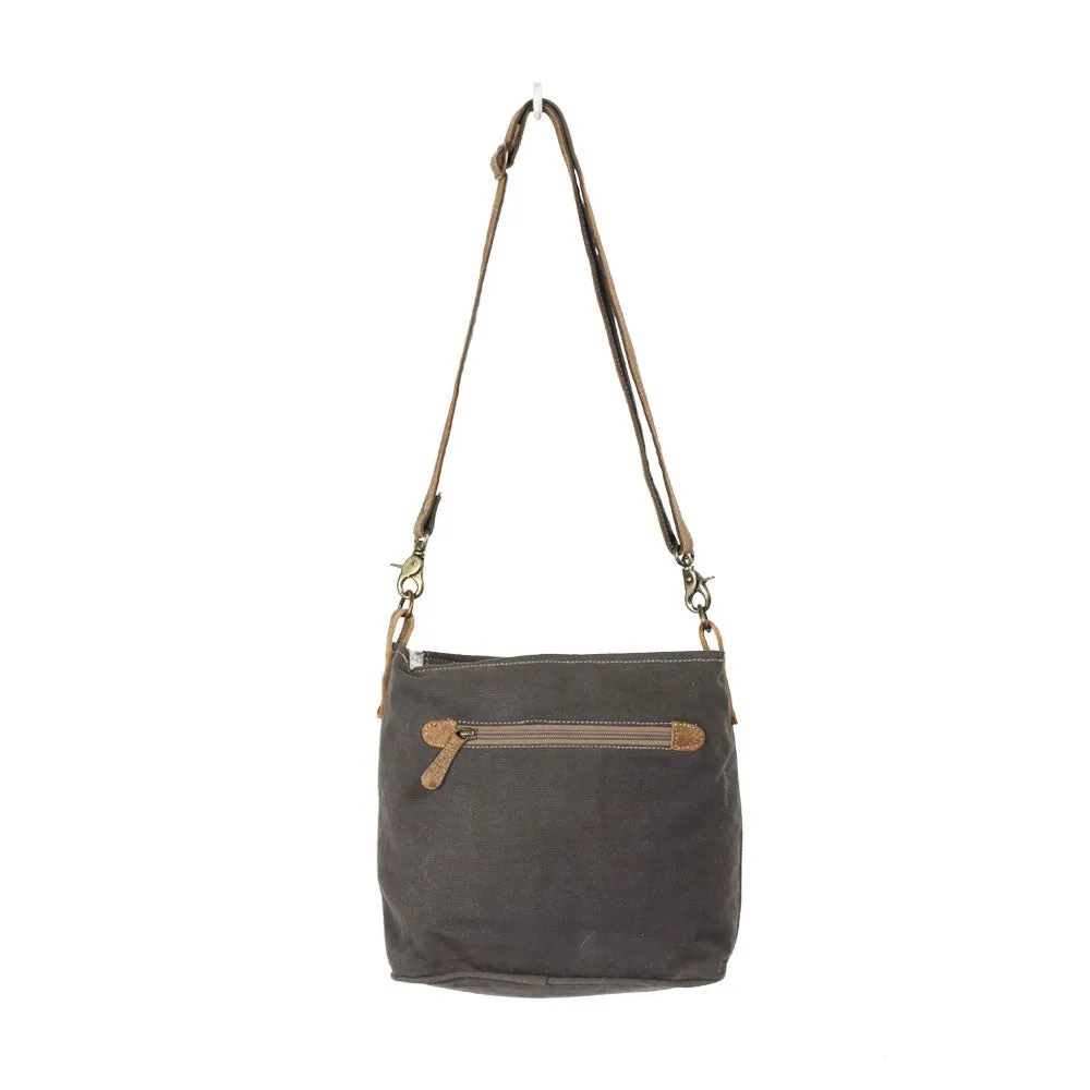 Black and White Chevron Hide Cross Body Purse