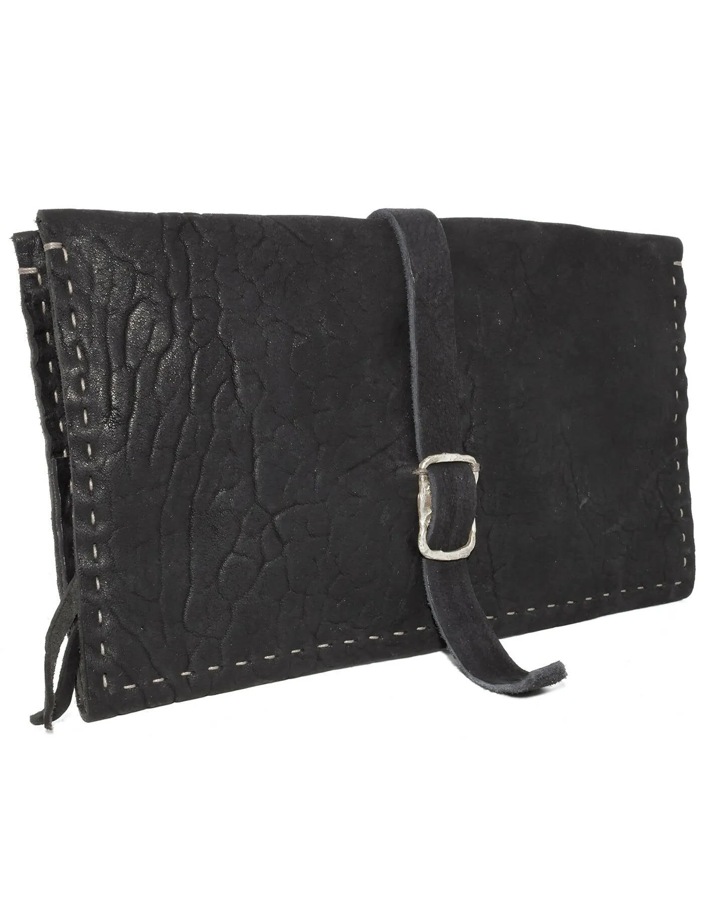 black culatta leather long travel wallet