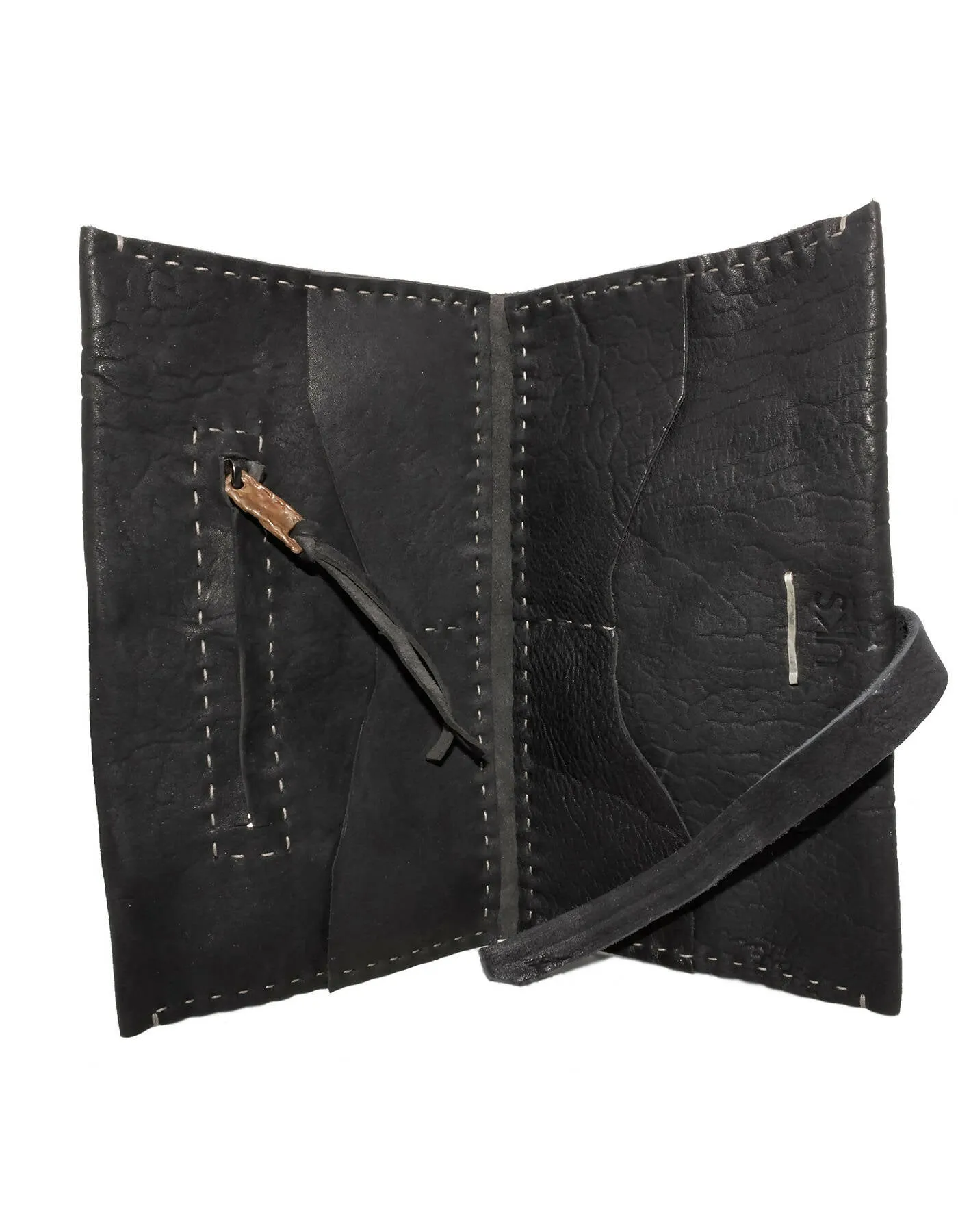 black culatta leather long travel wallet