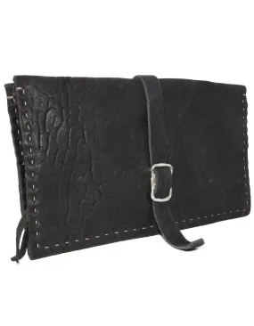 black culatta leather long travel wallet