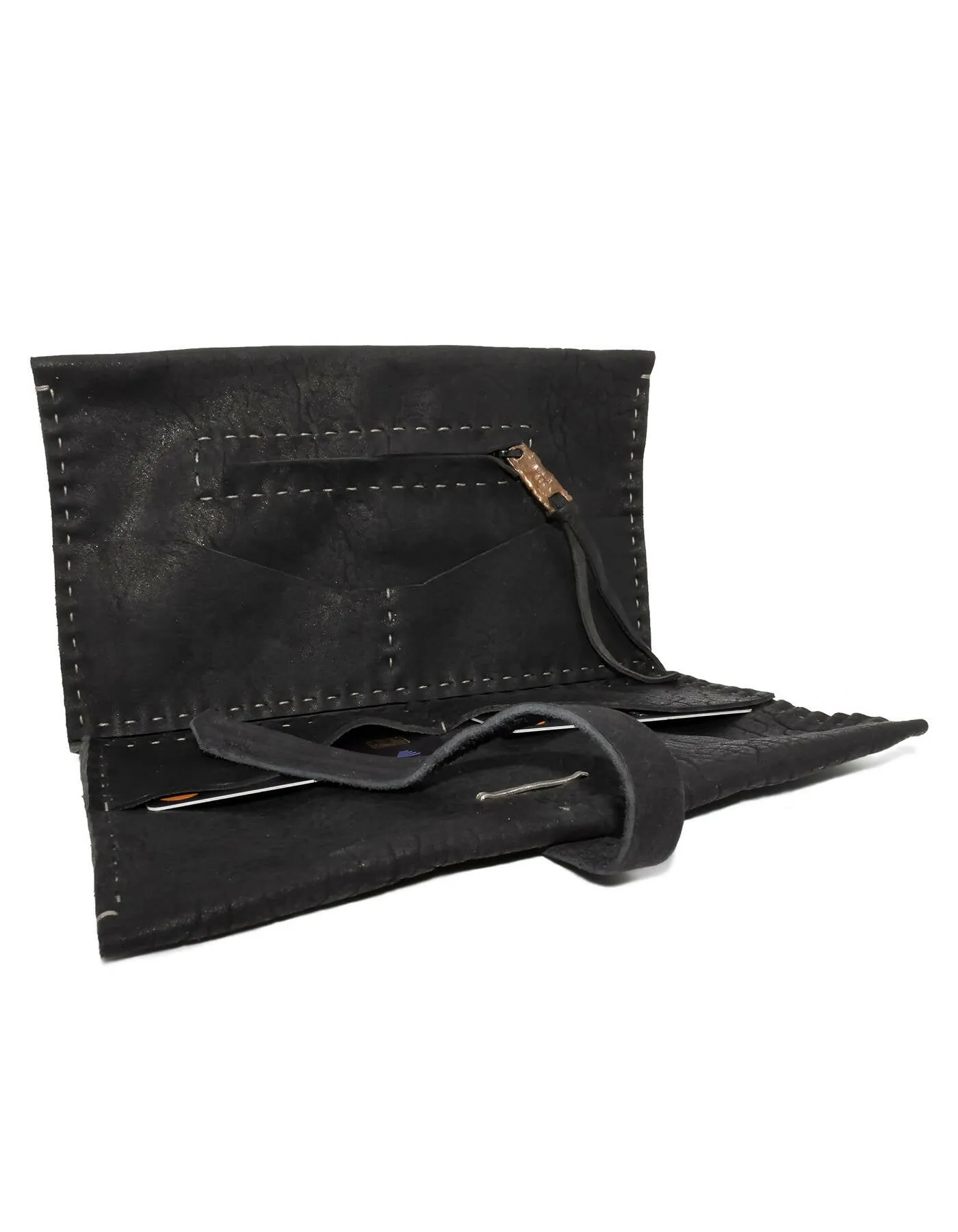 black culatta leather long travel wallet