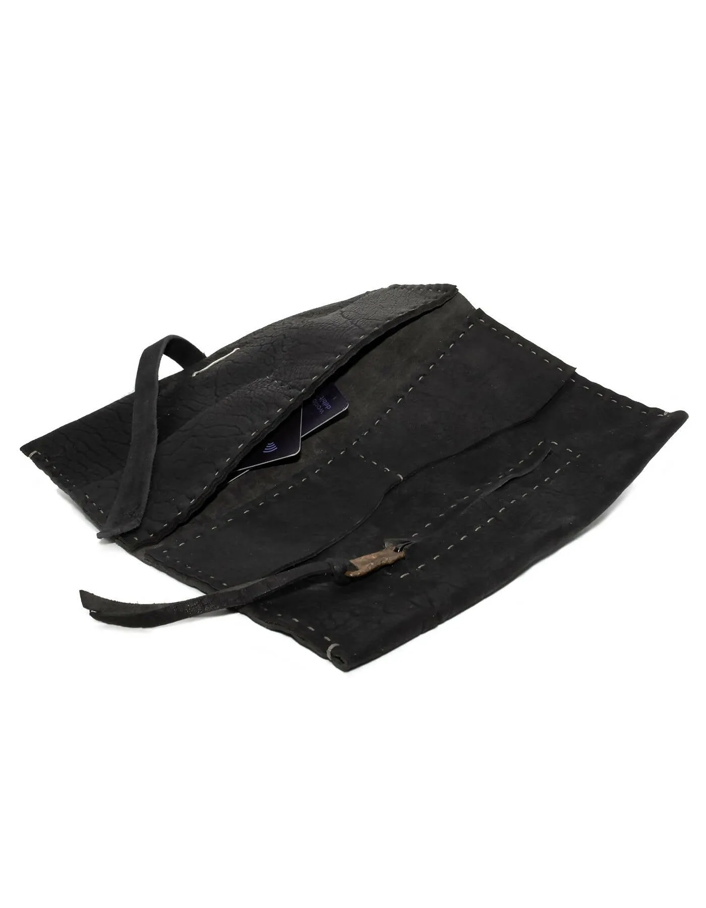 black culatta leather long travel wallet
