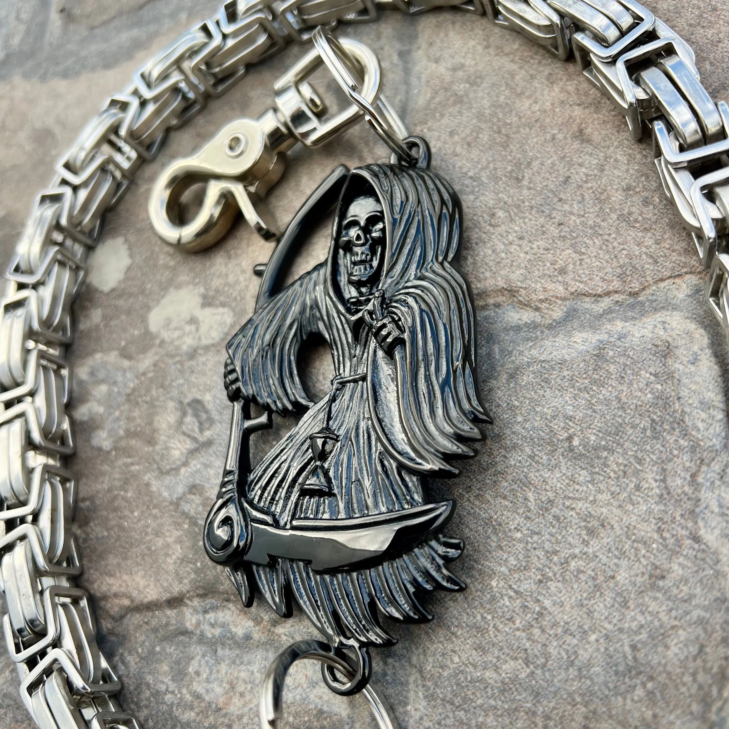 Black Grim Reaper Wallet Chain - Silver Daytona Heritage - WC18H