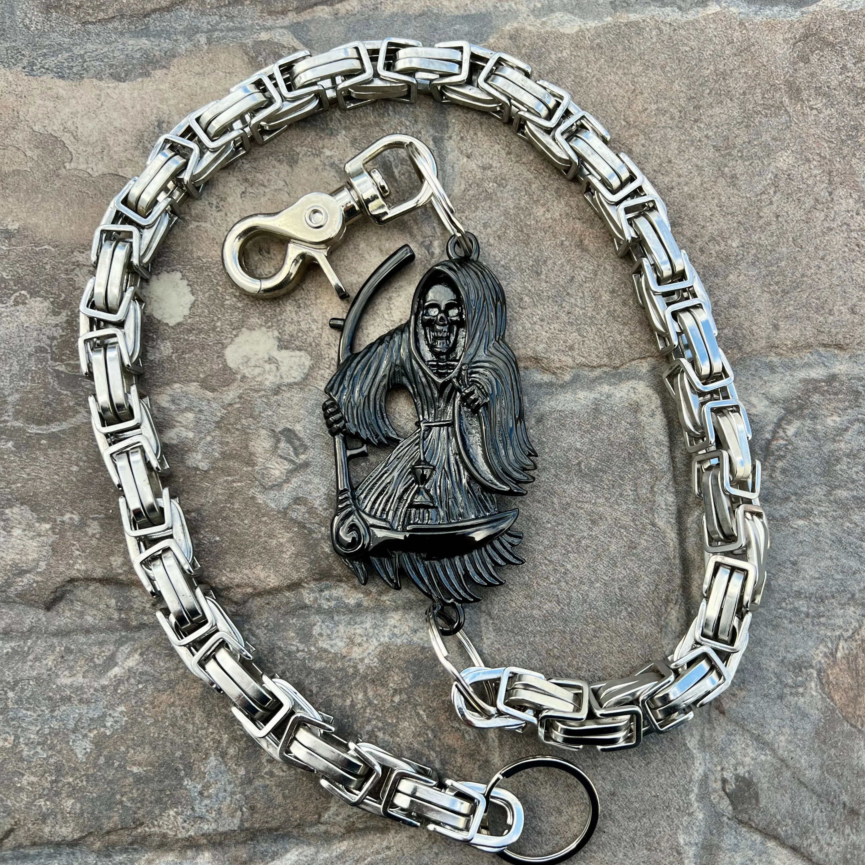 Black Grim Reaper Wallet Chain - Silver Daytona Heritage - WC18H