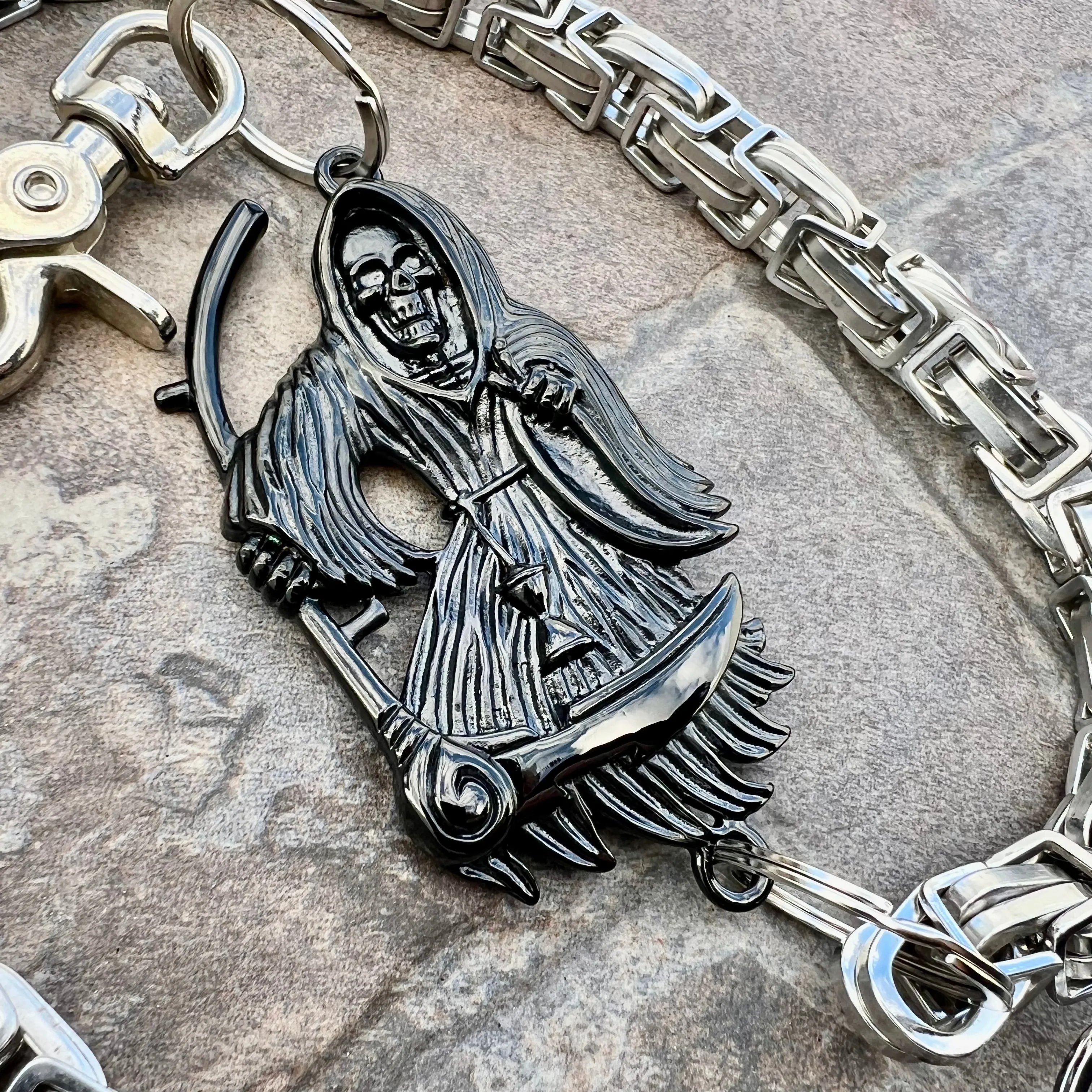 Black Grim Reaper Wallet Chain - Silver Daytona Heritage - WC18H