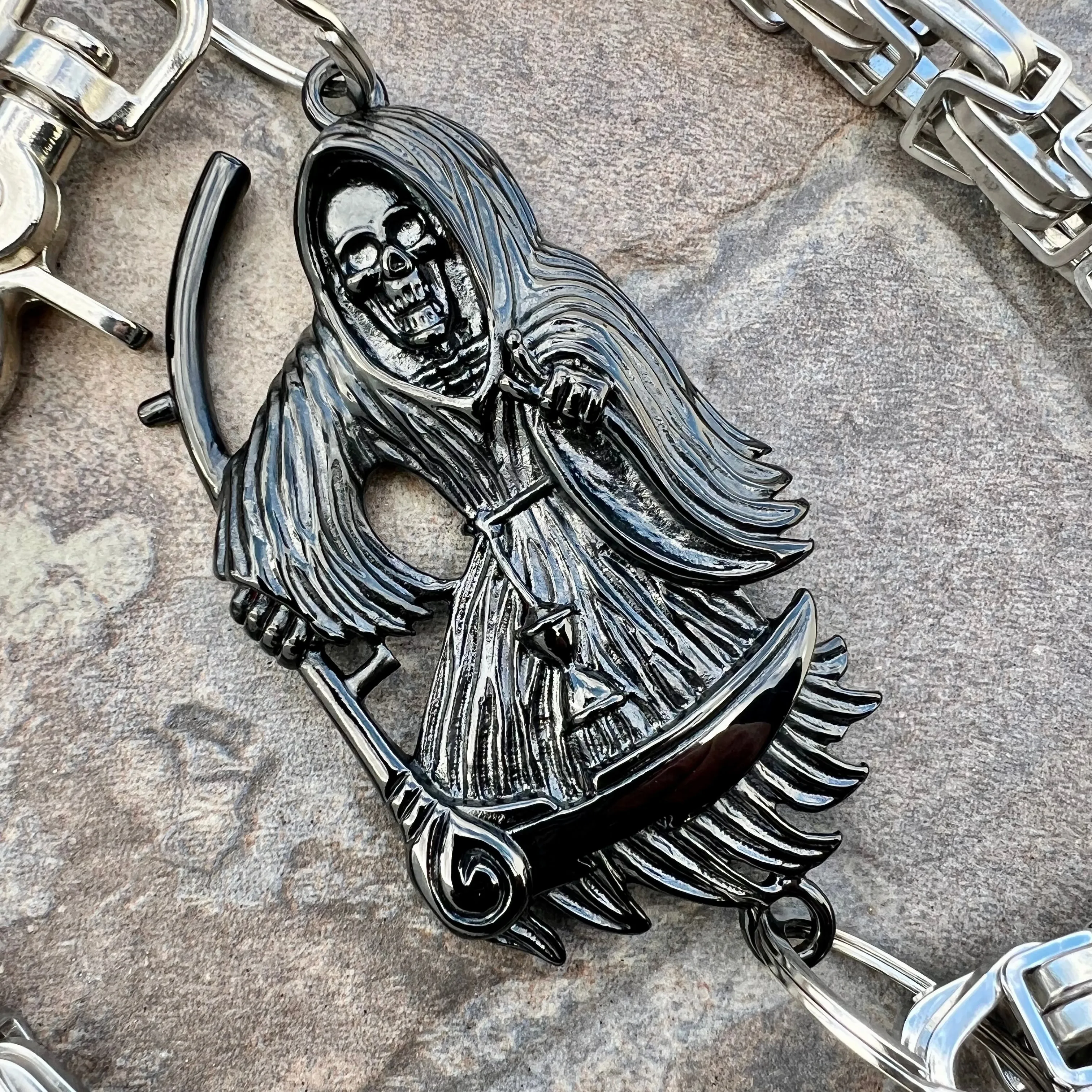 Black Grim Reaper Wallet Chain - Silver Daytona Heritage - WC18H