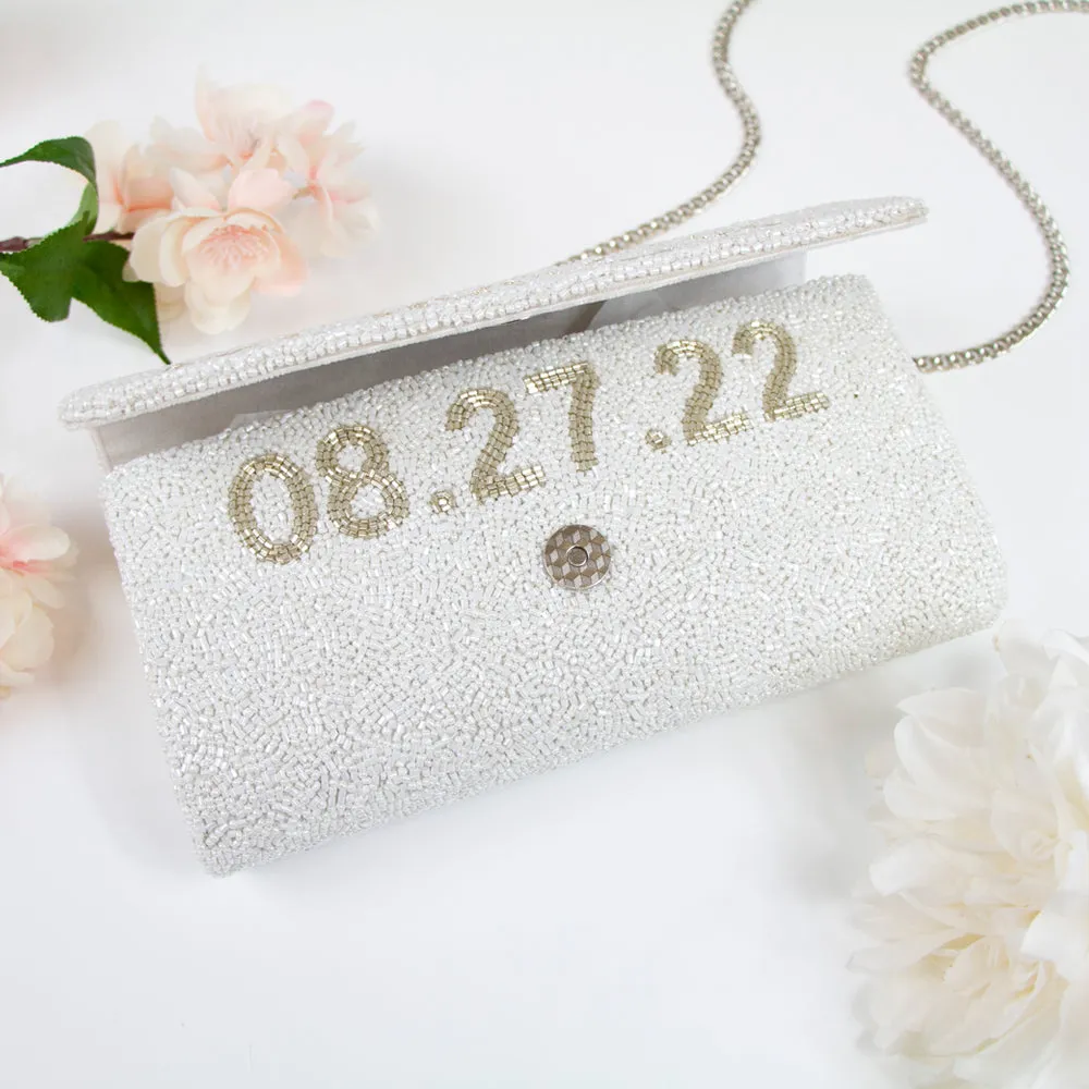 Custom Bridal Wedding Date Clutch Bag (FOG)