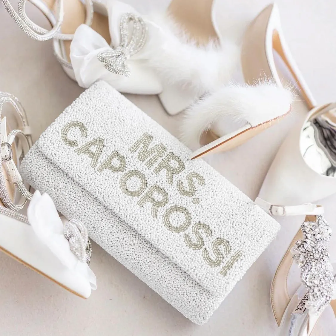 Custom Bridal Wedding Date Clutch Bag (FOG)