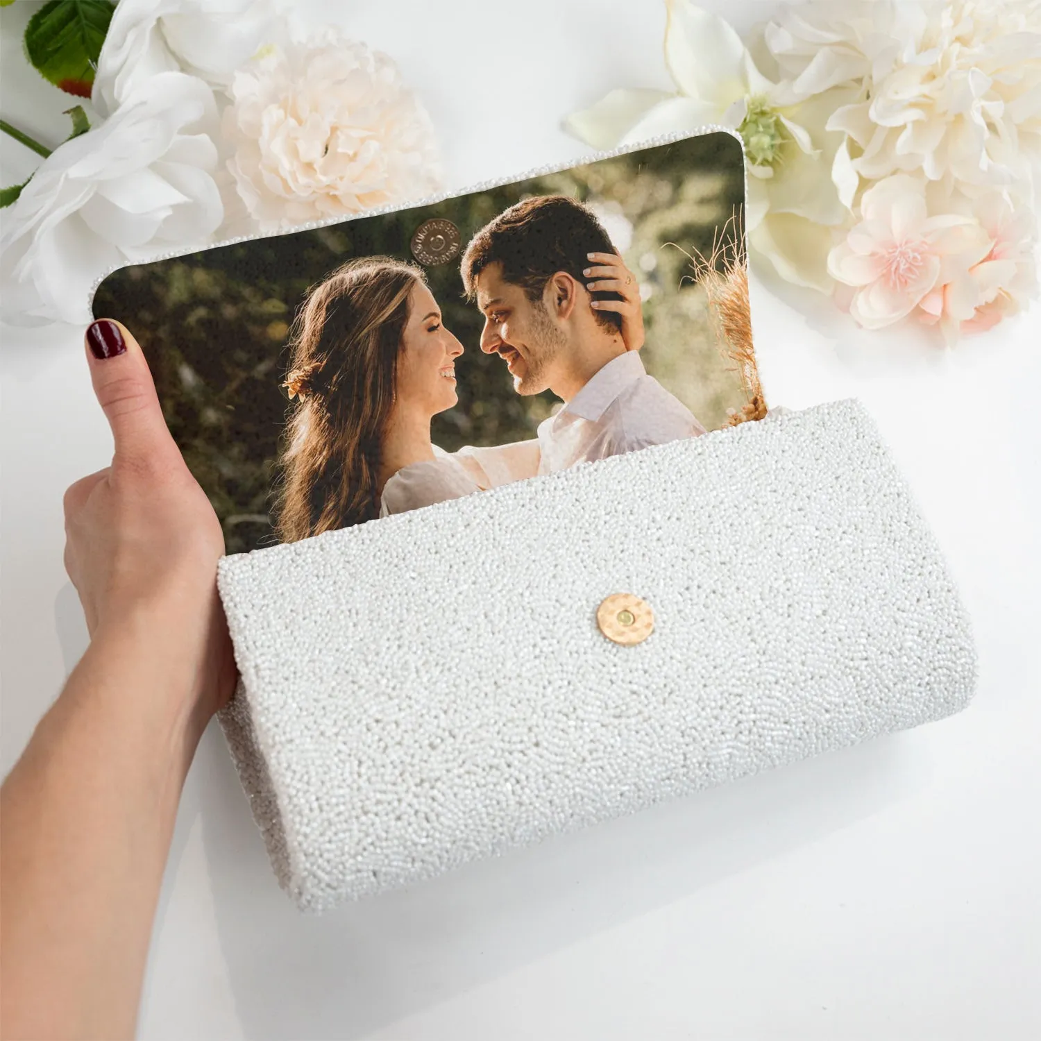 Custom Bridal Wedding Date Clutch Bag (FOG)