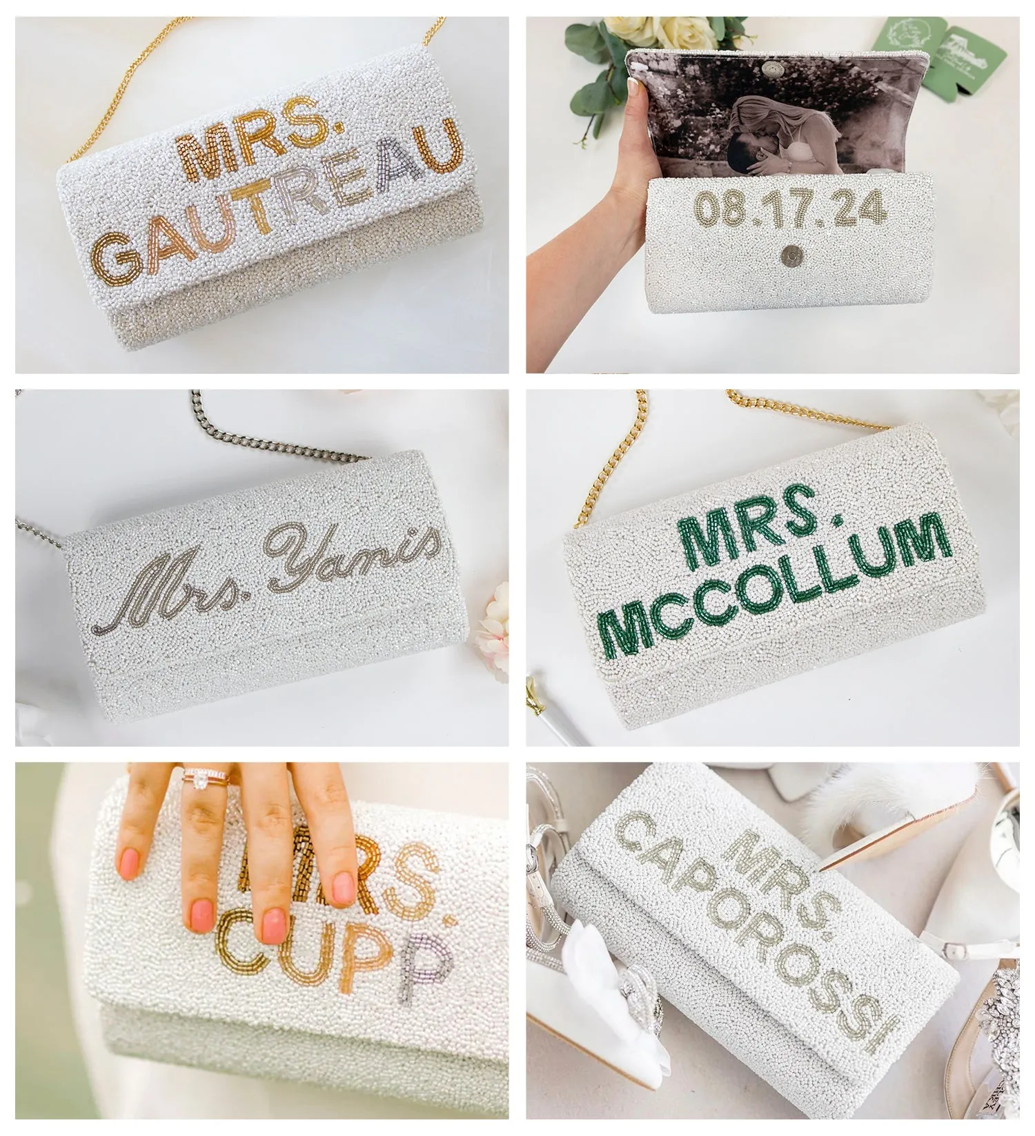 Custom Bridal Wedding Date Clutch Bag (FOG)
