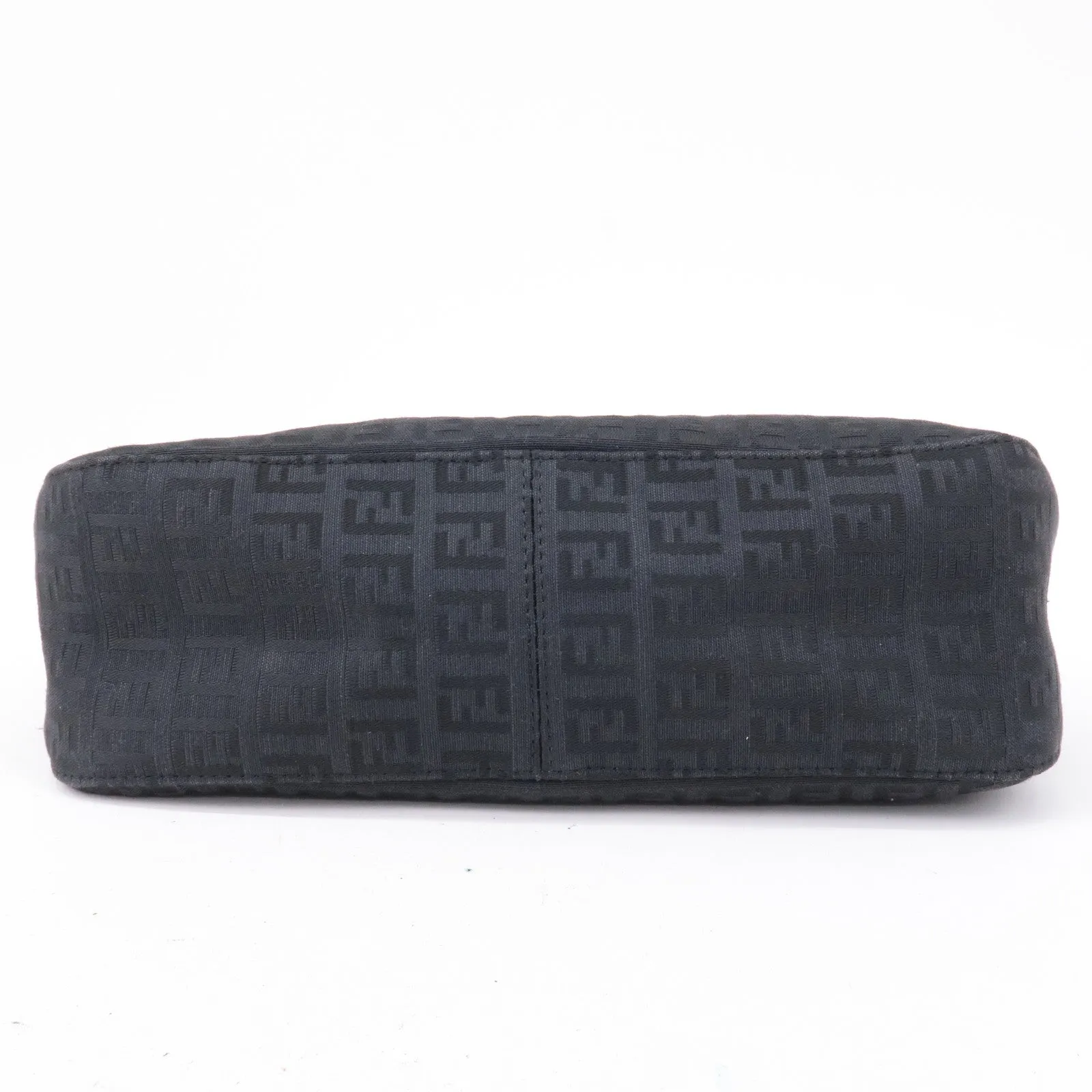 FENDI Mamma Baguette Zucchino Canvas Leather Black 8BR003