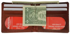 Genuine Leather Bifold Center Money Clip Wallet with Twin ID Window 1362 CF (C)