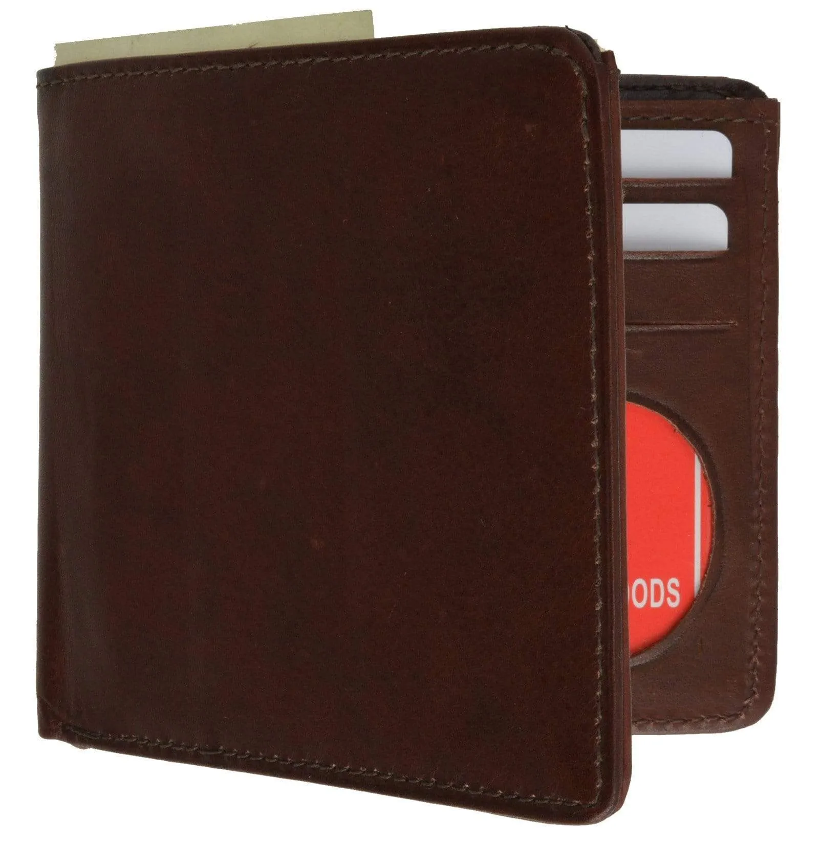 Genuine Leather Bifold Center Money Clip Wallet with Twin ID Window 1362 CF (C)