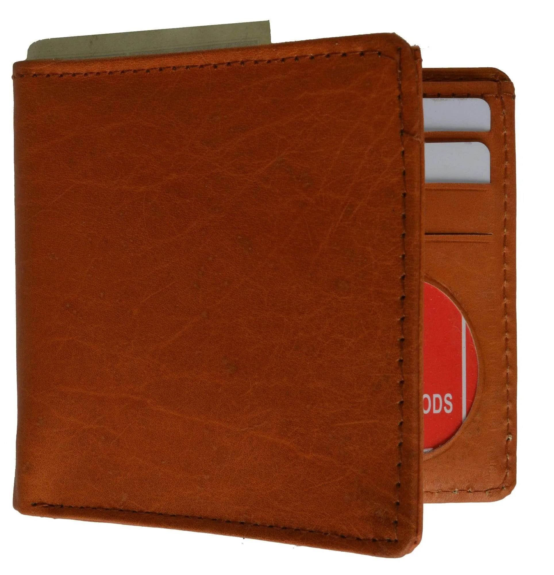 Genuine Leather Bifold Center Money Clip Wallet with Twin ID Window 1362 CF (C)