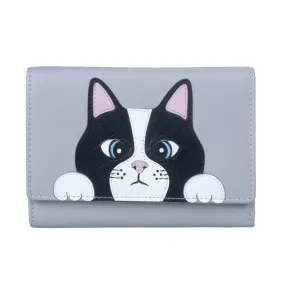 Mala Leather Grey Vinny & Victor Large Tri-Fold Purse