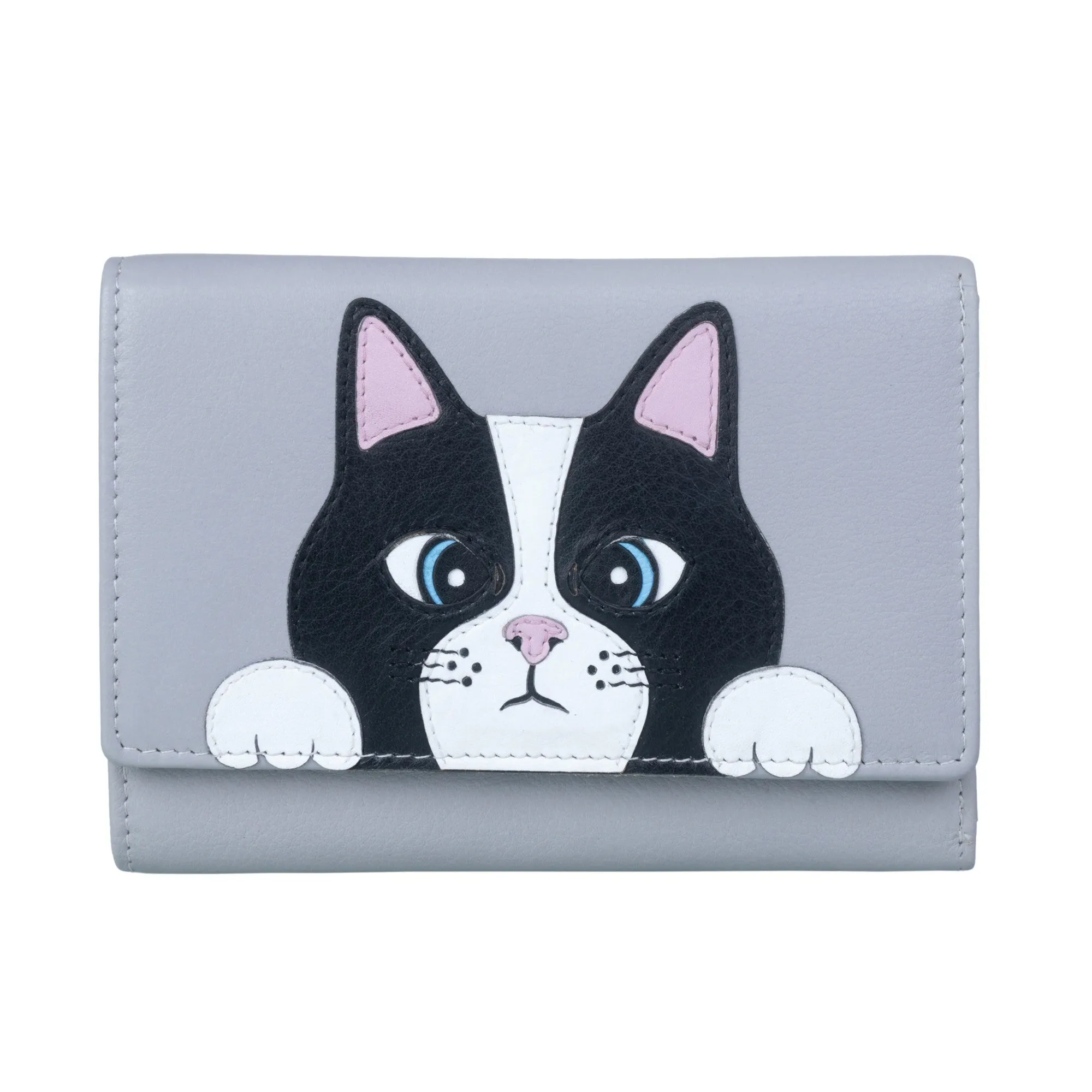 Mala Leather Grey Vinny & Victor Large Tri-Fold Purse