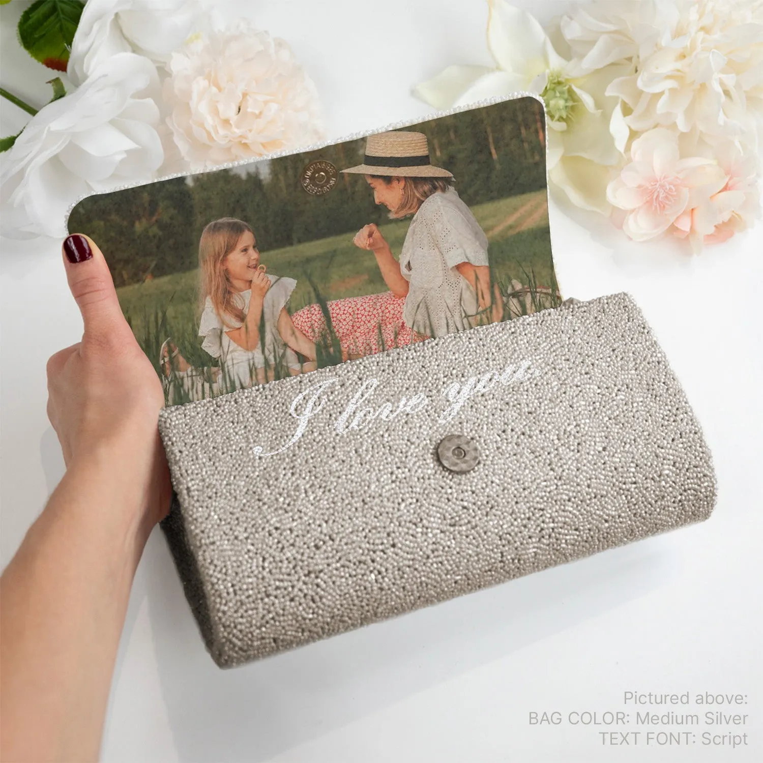 Personalized Beaded Clutch Purse for Mothers (FOG)