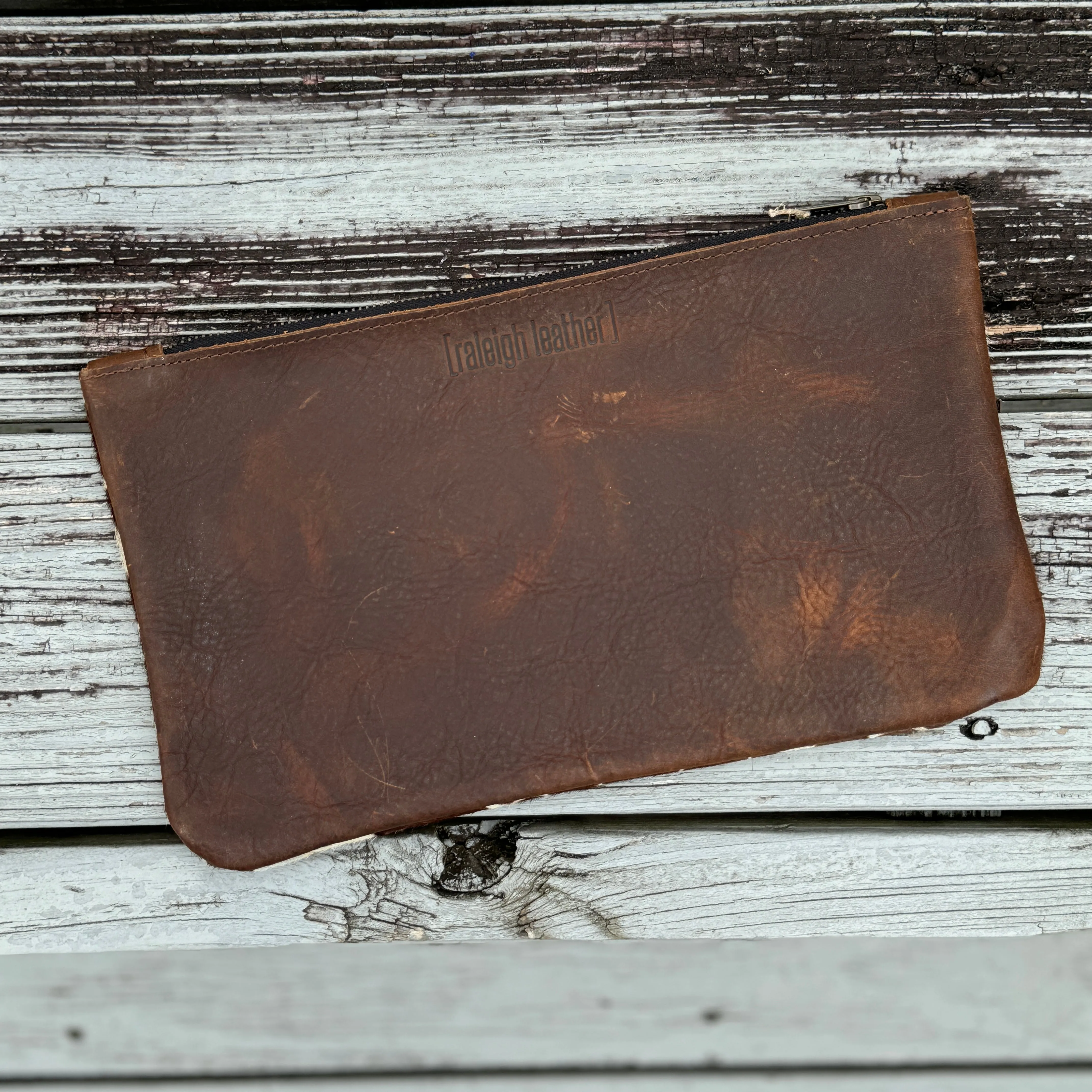 [raleigh leather] Clutch - Mini Leopard   Brown