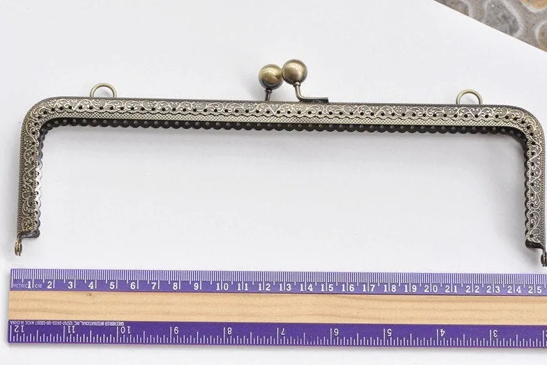 Retro Metal Sewing Purse Frame /Handle Purse Frame Silver And Bronze 25cm (10")