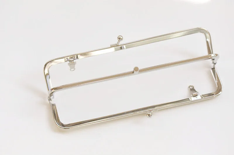 Silver Purse Frame Two Bag Purse Frame Glue-In Style With Inside Loops 18 x 4.2cm