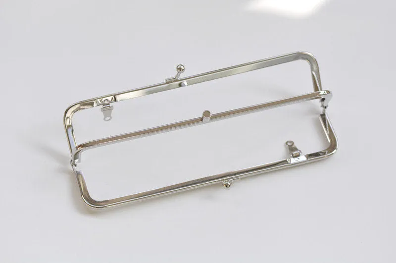 Silver Purse Frame Two Bag Purse Frame Glue-In Style With Inside Loops 18 x 4.2cm