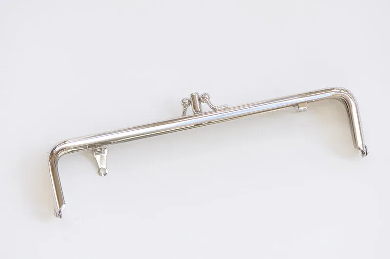 Silver Purse Frame Two Bag Purse Frame Glue-In Style With Inside Loops 18 x 4.2cm