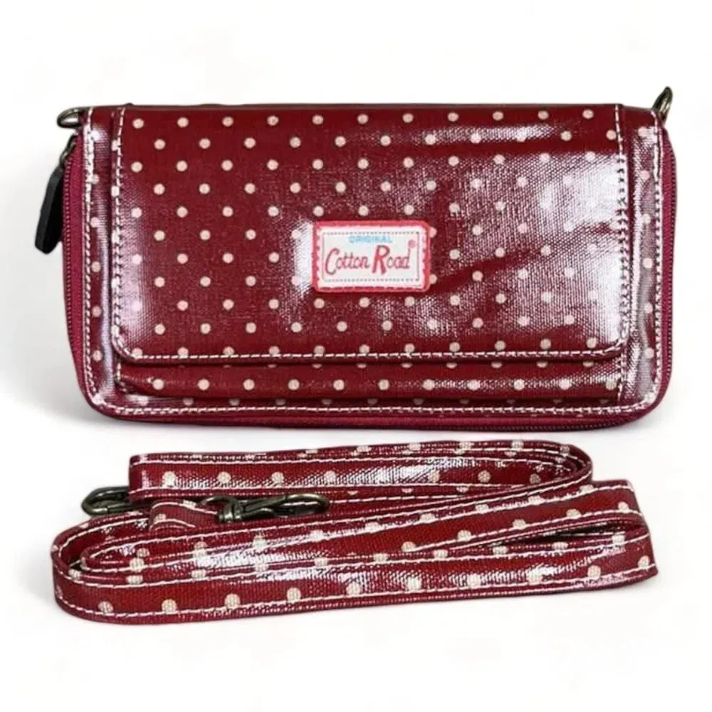 Sling Wallet - Red with Small Dots