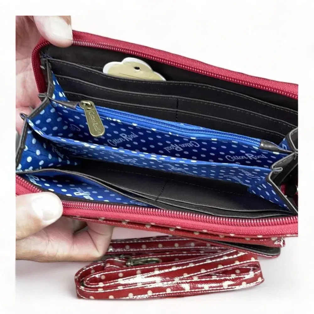 Sling Wallet - Red with Small Dots