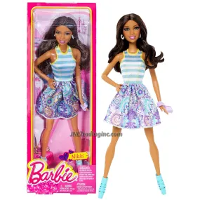 Year 2013 Barbie Fashionistas Series 12 Inch Doll Set - NIKKI BGY20 in White/Blue/Purple Dress with Earrings and Purse